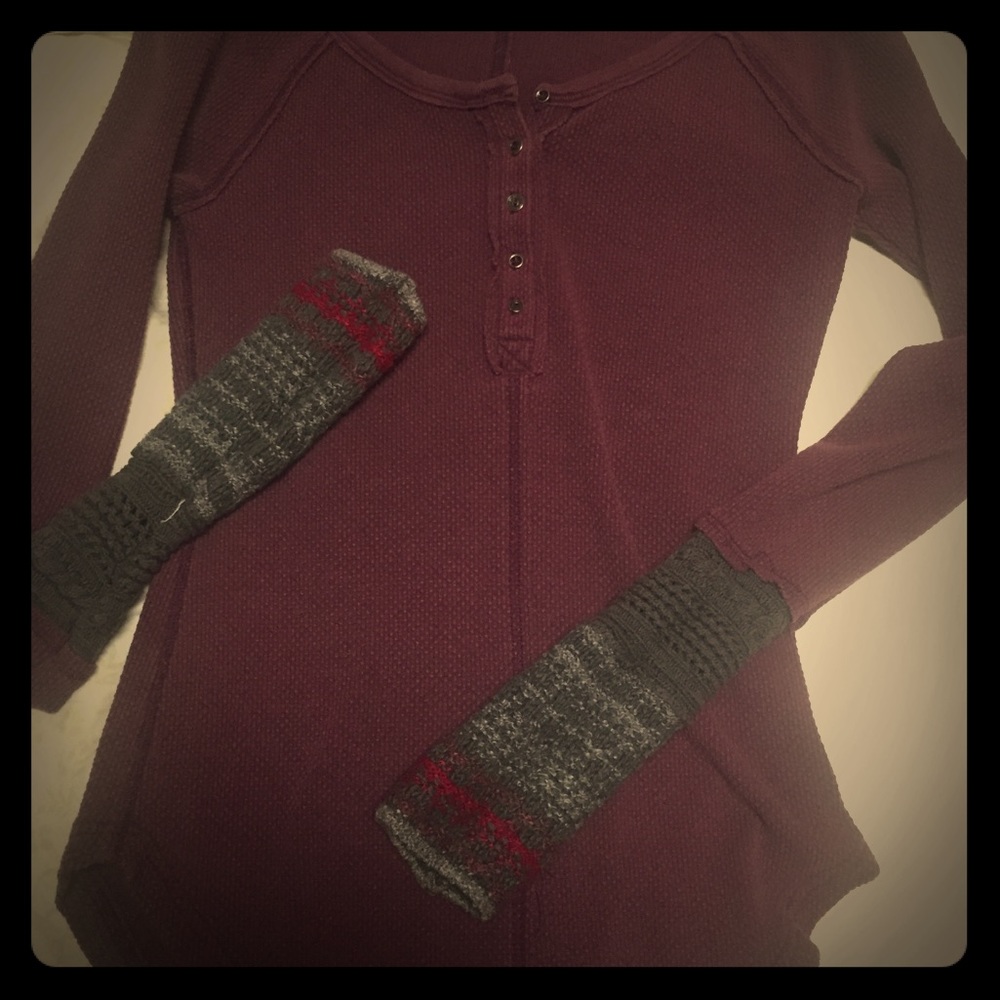 Free People eggplant/plum henley M